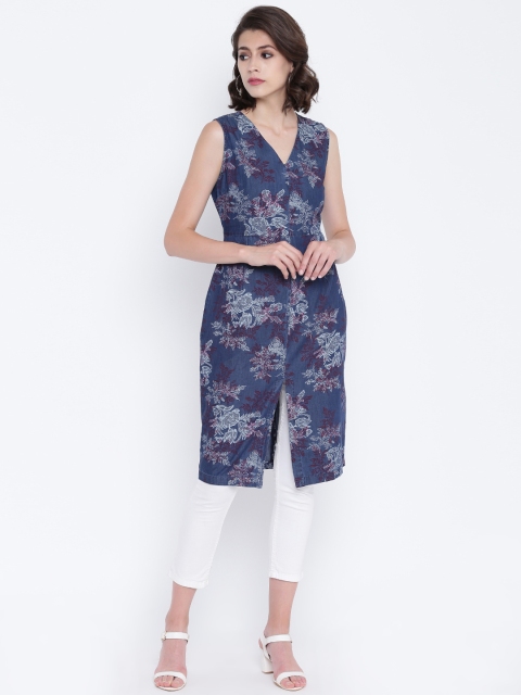 

Monte Carlo Navy Blue Chambray Printed Tunic