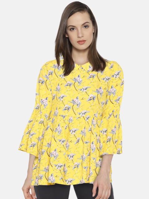 

Monte Carlo Women Yellow Printed Empire Top