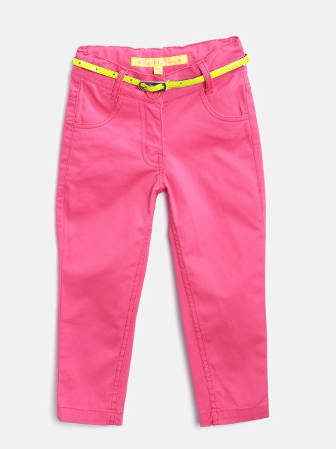 

612 league Girls Pink Regular Fit Solid Trousers