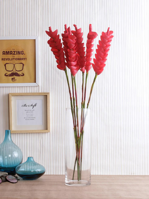 

Fourwalls Set of 6 Red Artificial Helkonia Flower Sticks