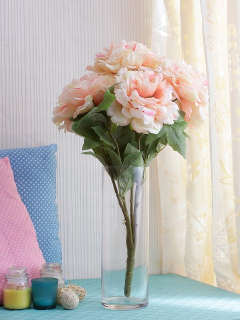 

Fourwalls Peach & Green Artificial Peony Bunch without Pot