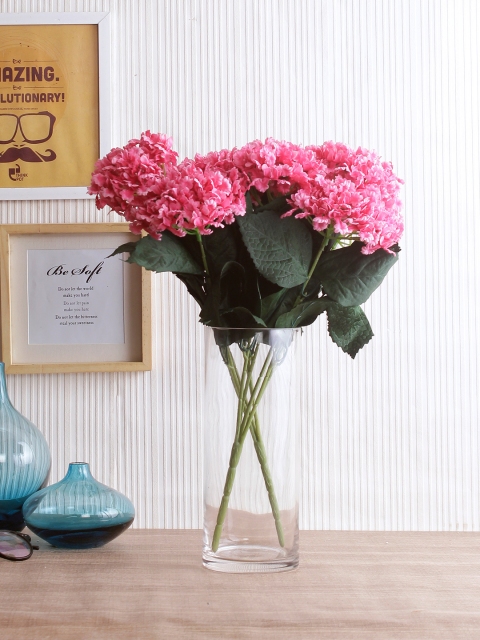 

Fourwalls Set of 2 Pink & Green Artificial New Hydrangea Flower Bunches