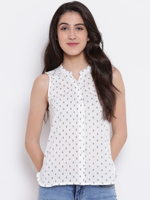 

People Women White Printed Top