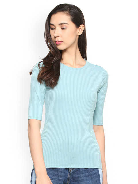 

People Women Sea Green Solid Top