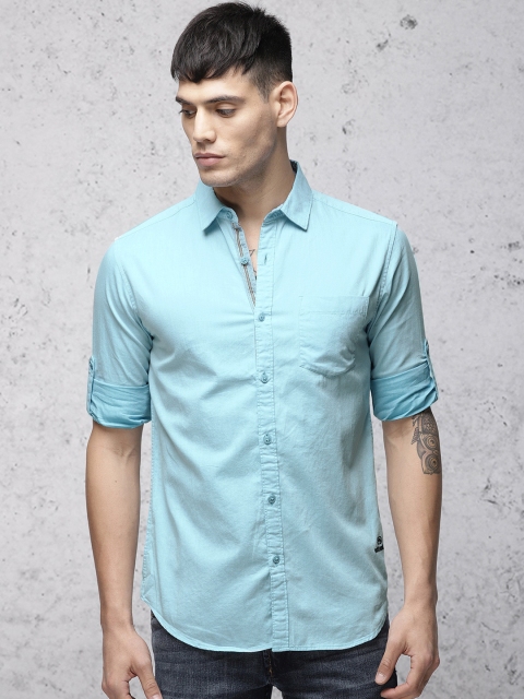 

Ecko Unltd Men Blue Slim Fit Solid Casual Shirt
