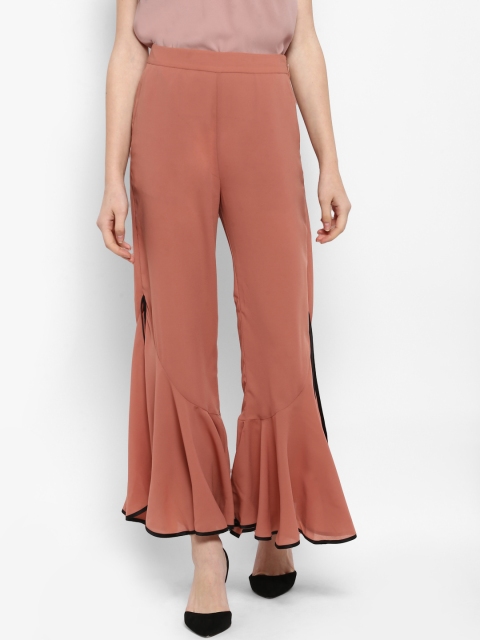 

Kazo Women Rust Brown Flared Solid Palazzos