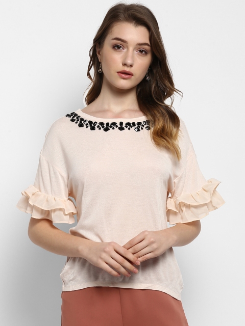 

Kazo Women Peach-Coloured Solid Top