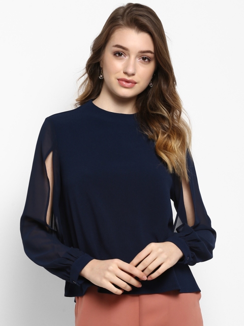 

Kazo Women Navy Blue Solid Top
