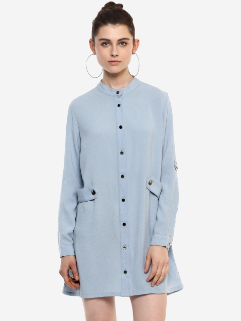 

Kazo Women Blue Solid Shirt Dress