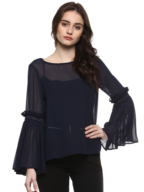 

Kazo Women Navy Blue Solid Top