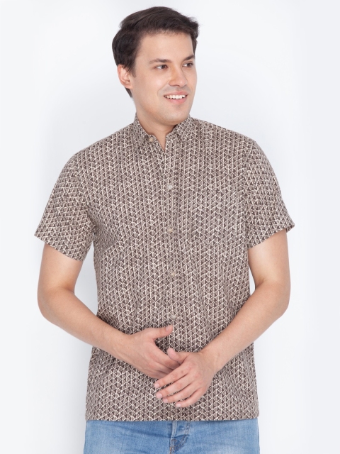 

VASTRAMAY Men Brown Regular Fit Printed Casual Shirt