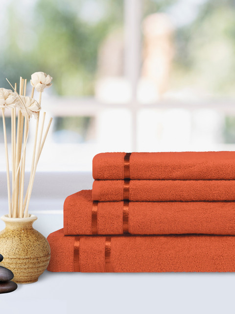 

Story@home Unisex Orange Cotton 450 GSM Set of 4 100% Cotton Soft Towels