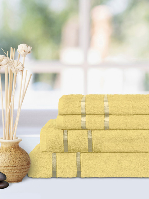 

Story@home Unisex Yellow Cotton 450 GSM Set of 4 100% Cotton Soft Towels