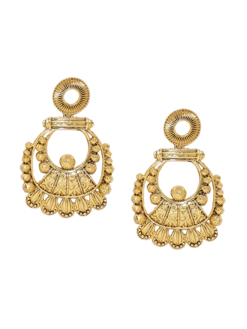

Voylla Gold-Toned Circular Drop Earrings