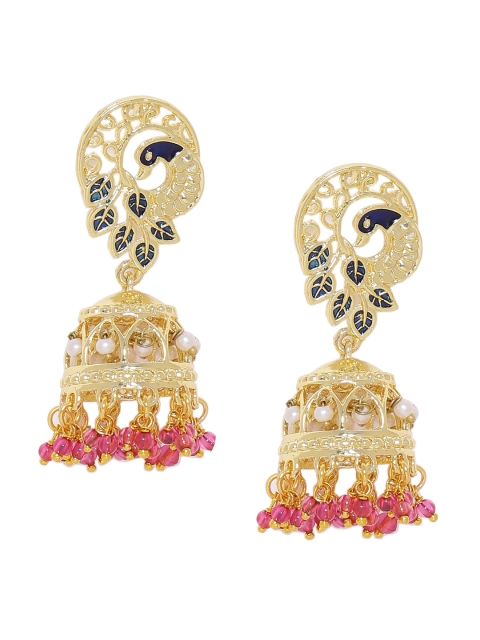 

Voylla Gold-Toned Peacock Shaped Jhumkas