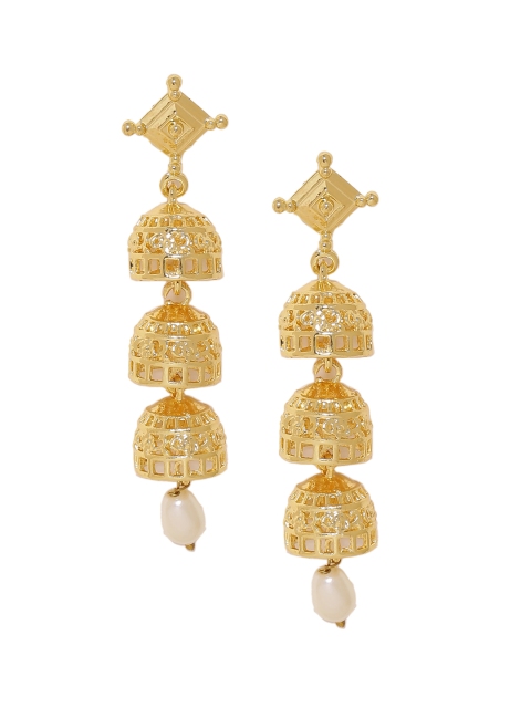 

Voylla Gold-Plated Handcrafted Dome Shaped Drop Earrings