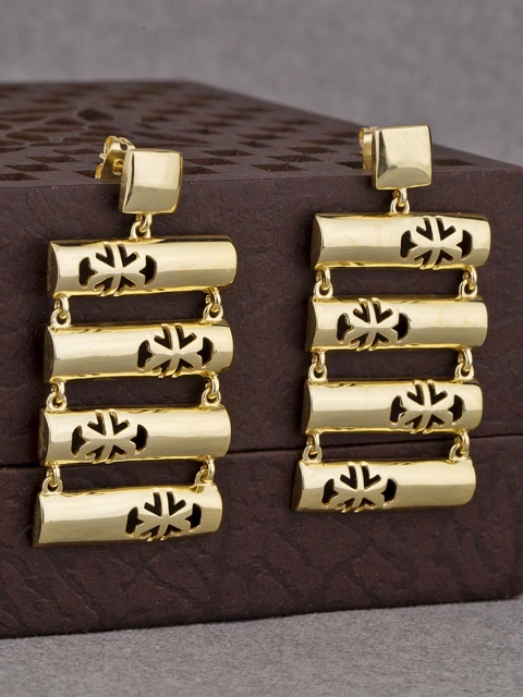 

Voylla Gold-Toned Geometric Drop Earrings