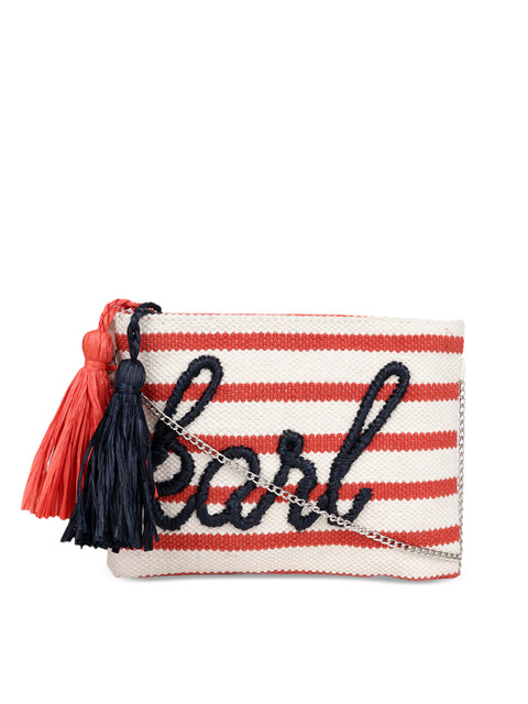 

Diwaah Women Off-White & Orange Self Design Sling Bag