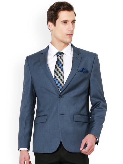 

Van Heusen Navy Slim Fit Single-Breasted Blazer, Navy blue
