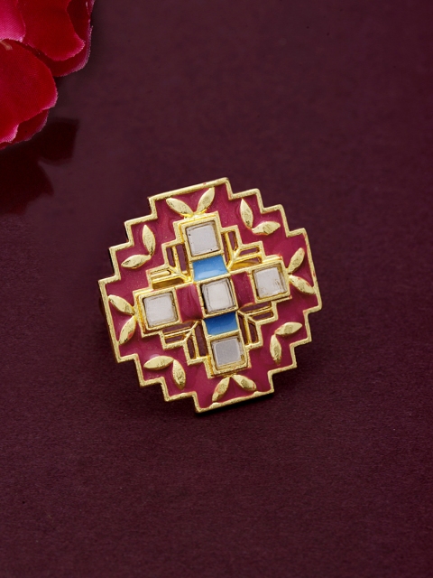 

Studio Voylla Women Gold-Plated Red Enamelled Ring