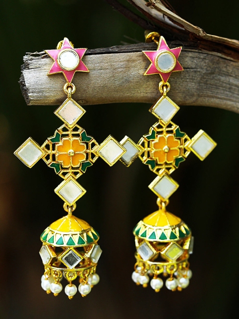 

Studio Voylla Gold-Toned Geometric Drop Earrings