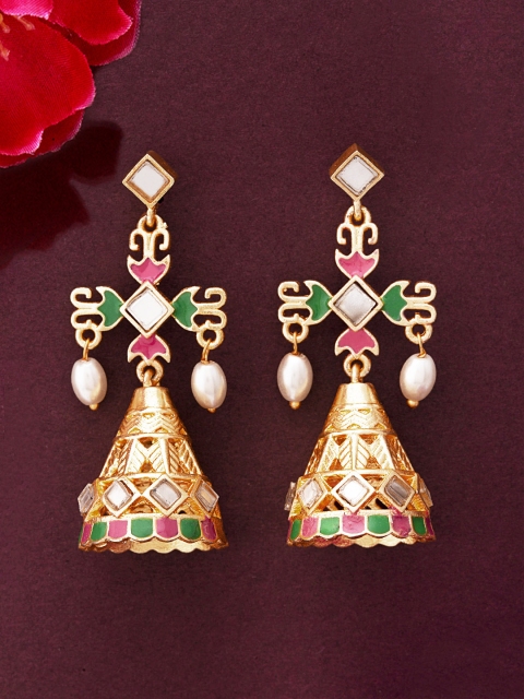 

Studio Voylla Gold-Toned Dome Shaped Jhumkas