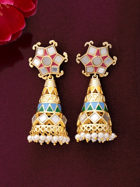 

Studio Voylla Gold-Toned Triangular Jhumkas