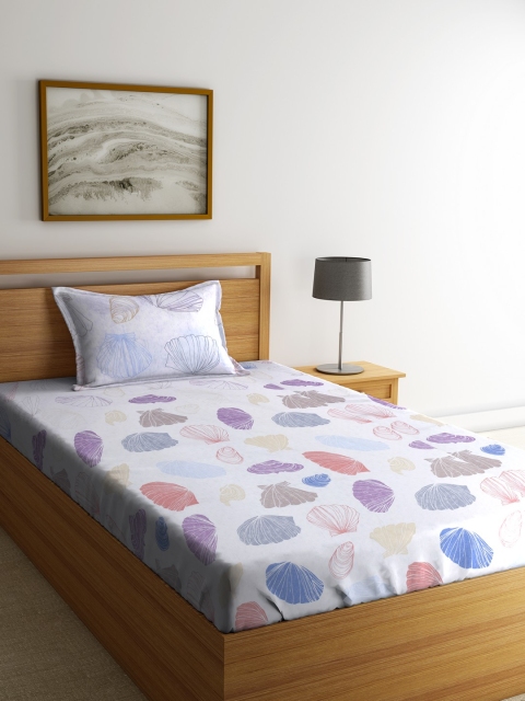 

SPACES Multicoloured Abstract Flat 144 TC Cotton 1 Single Bedsheet with 1 Pillow Covers, Multi