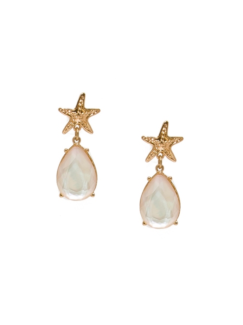 

Pipa Bella Gold-Toned & White Teardrop Shaped Drop Earrings