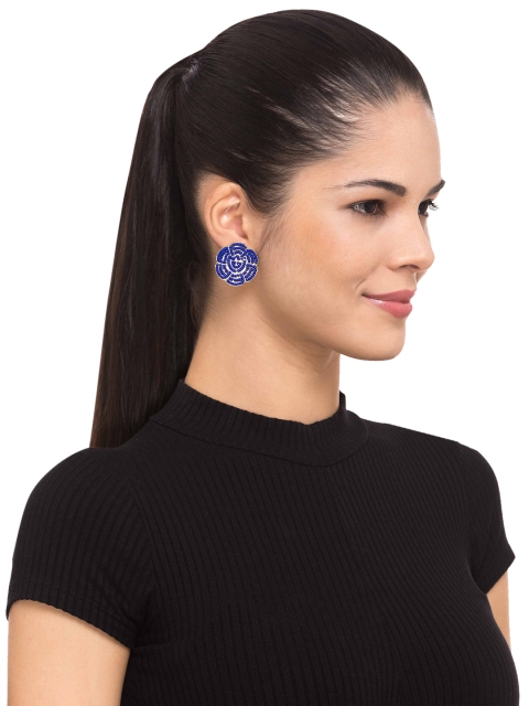 

Pipa Bella Blue & Gold-Toned Floral Drop Earrings