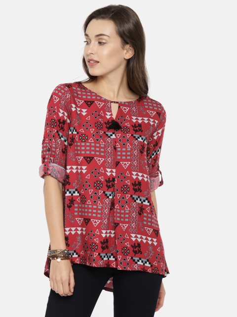 

Global Desi Women Red Printed Top