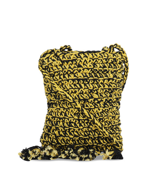 

Diwaah Women Yellow & Black Self Design Sling Bag