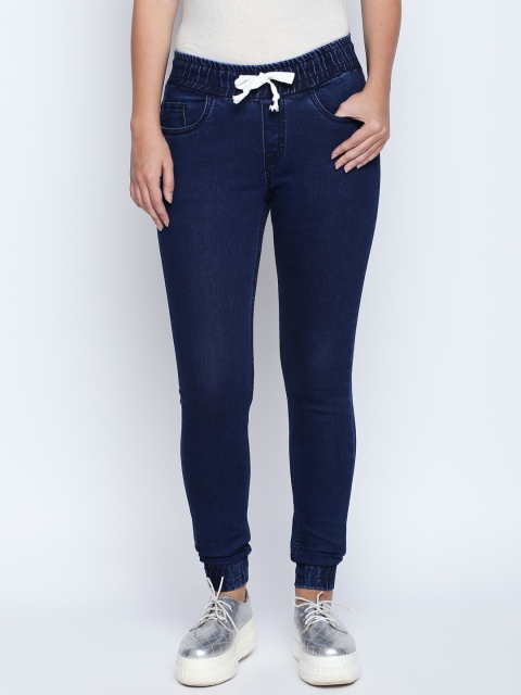 

High Star Women Navy Blue Slim Fit Mid-Rise Clean Look Stretchable Joggers