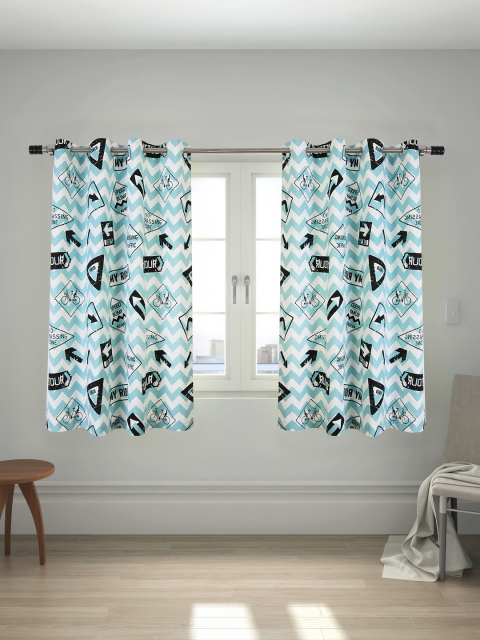 

House This Blue 2 Printed Window Curtains