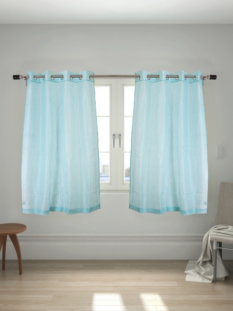 

House This Blue Pintuck Polyester 2 Window Curtain