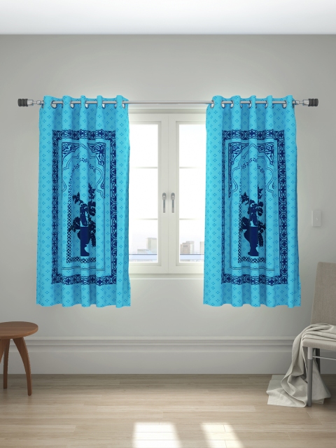 

House This Blue Darbaar Cotton 2 Window Curtain