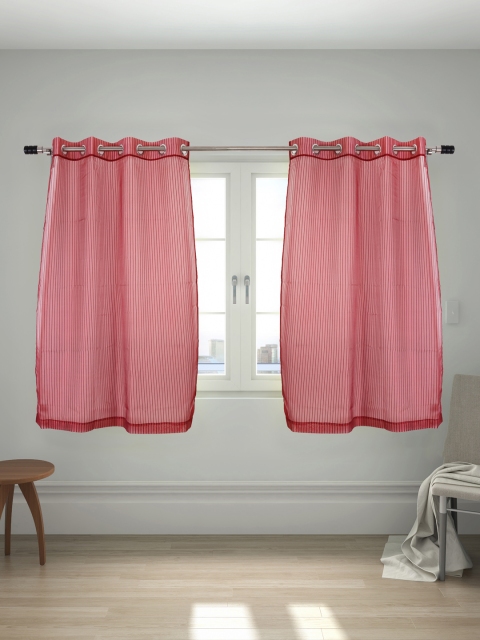 

House This Red Floral Polyester 2 Window Curtain