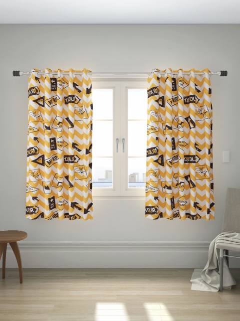 

House This Orange 2 Printed Window Curtains