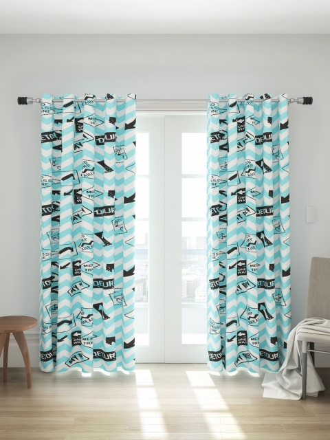 

House This Blue 2 Printed Door Curtains