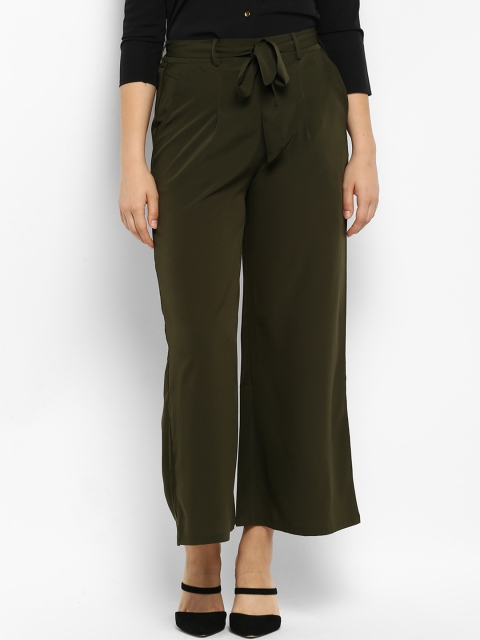 

Hapuka Women Olive Green Straight Solid Palazzos