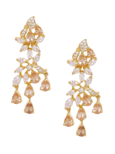 

Voylla Gold-Toned Floral Drop Earrings