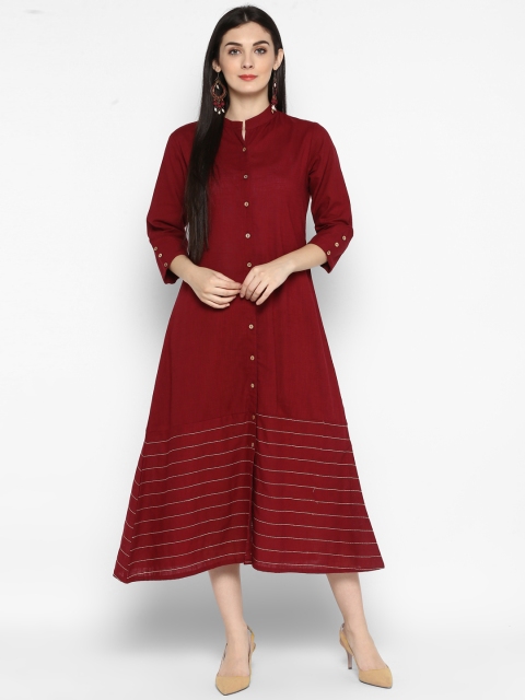 

Sringam Women Maroon Solid Shirt Dress