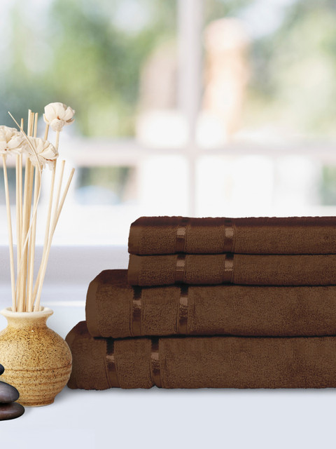 

Story@home Unisex Brown Cotton 450 GSM Set of 4 100% Cotton Soft Towels