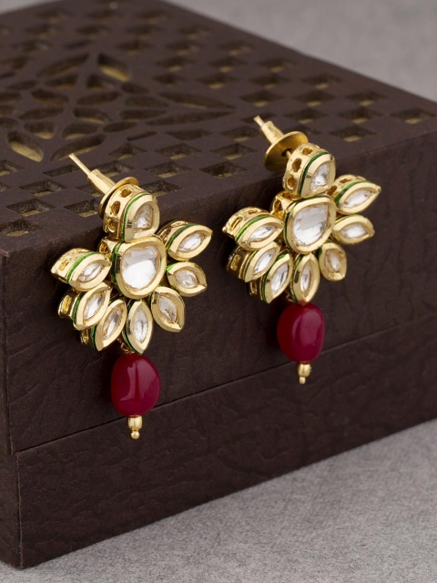 

Voylla Gold-Toned Floral Drop Earrings