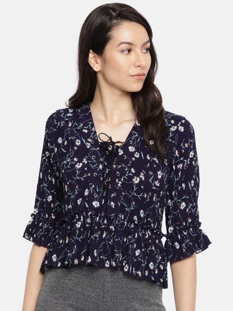 

Ginger by Lifestyle Women Navy Blue Printed Top