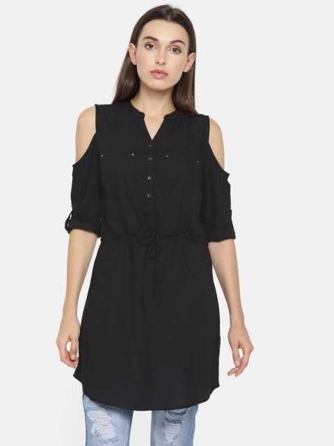 

Fame Forever by Lifestyle Black Solid Cold-shoulder Tunic