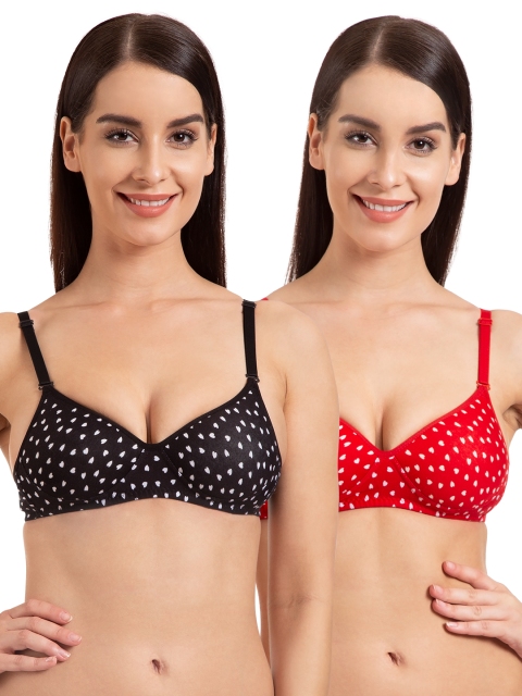 

Tweens Pack Of 2 Printed Lightly-Padded Non-Wired T-Shirt Bras TW1344, Black