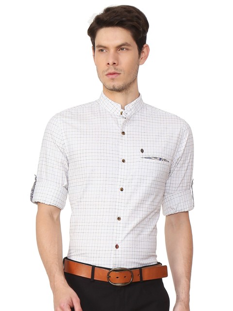 

Peter England Casuals Men White Slim Fit Checked Casual Shirt