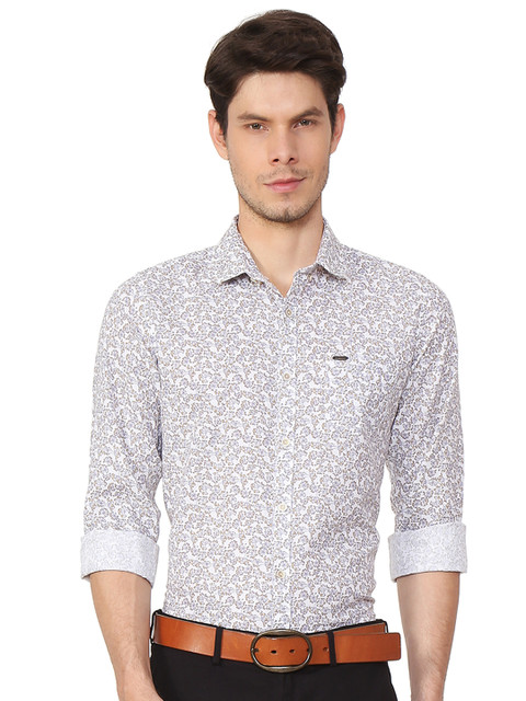 

Peter England Casuals Men White Slim Fit Printed Casual Shirt