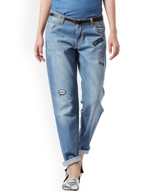 

People Women Blue Regular Fit Mid-Rise Clean Look Jeans